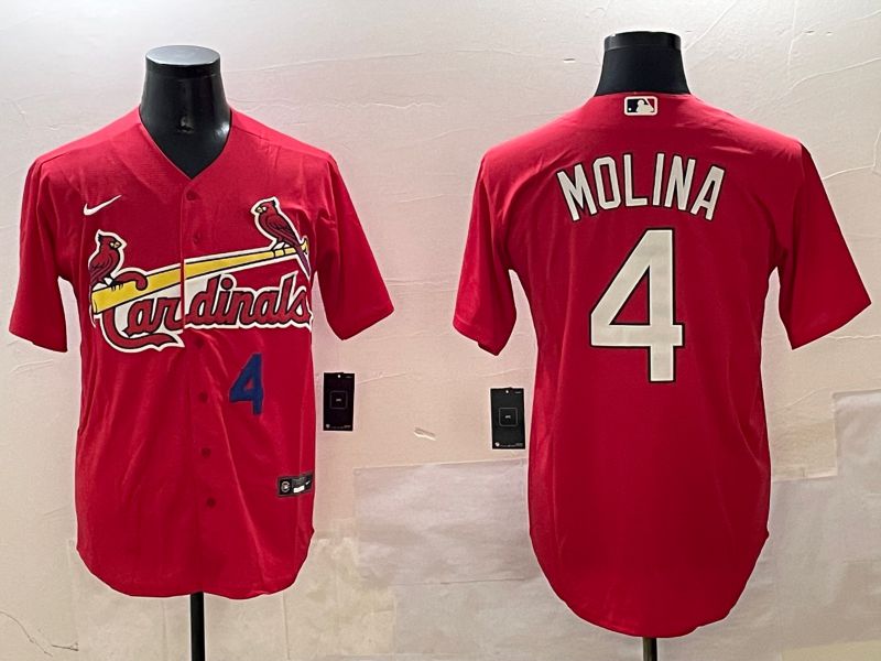 Men St.Louis Cardinals #4 Molina Red Game 2025 Nike MLB Jersey style 2